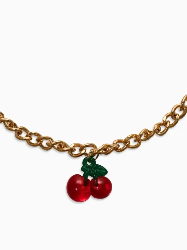 Цепь с подвесами &laquo;Вишня&raquo;, L=45 см, красный, зелёный в золоте