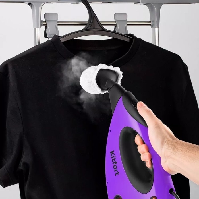 Пароочиститель Kitfort КТ-9139, 1550 Вт, 0.3 л, 35 г/мин, нагрев 8 мин, фиолетово-чёрный