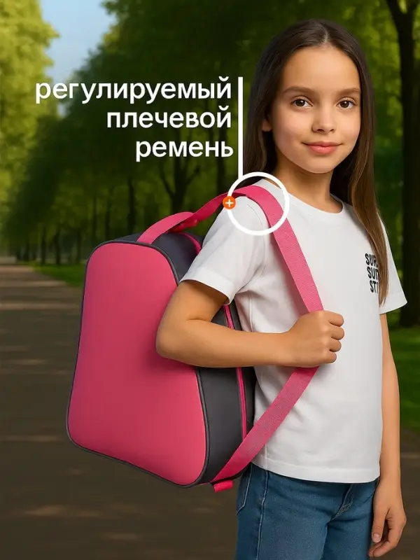 Сумка для коньков и роликов, 31&times;28 см, розовая, серая