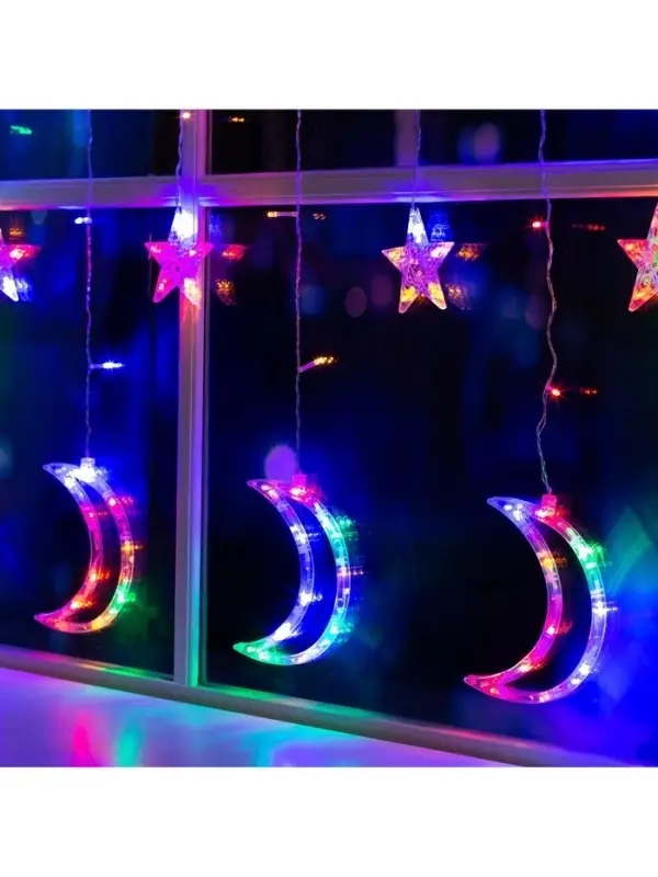 Гирлянда &laquo;Бахрома&raquo; 2.7&times;0.9 м с насадками &laquo;Месяц&raquo;, IP20, прозрачная нить, 138 LED, свечение мульти, 8 режимов, 220 В