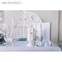 Набор свечей резных с подсвечником "Свадебный", белый: домашний очаг, родительские свечи