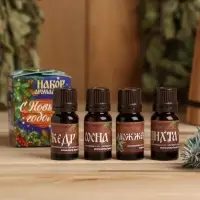 Новогодний набор эфирных масел &laquo;С новым годом! С легким паром!&raquo;, кедр, сосна, можжевельник, пихта, 4 шт. по 10 мл