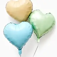 Воздушные шары фольгированные 17" "Сердце" цвет зеленый сатин, набор 5 штук