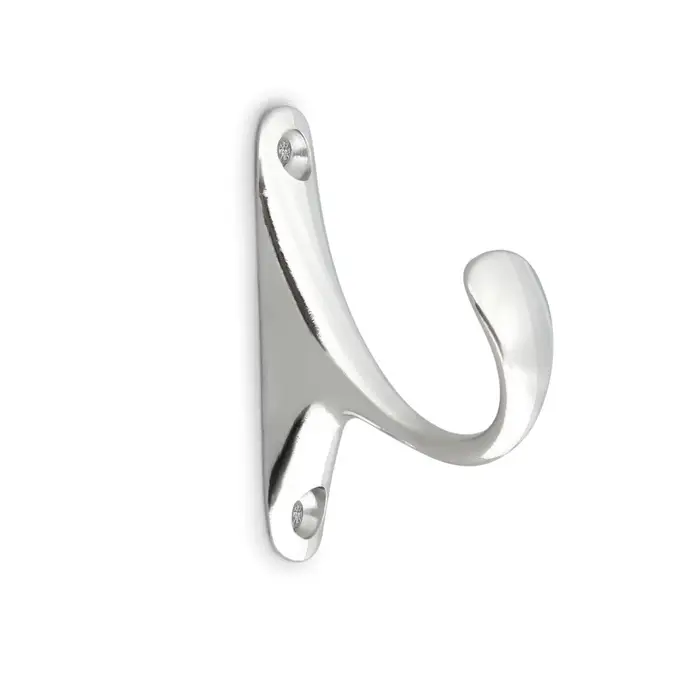 Крючок мебельный ТУНДРА TKO024, однорожковый, хром, 2 шт.