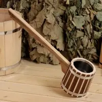 Ковш - черпак для бани и сауны &laquo;Добрыня&raquo;, 500 мл, липа, нержавеющие вставка и обруч, 54 см, &laquo;Добропаровъ&raquo;