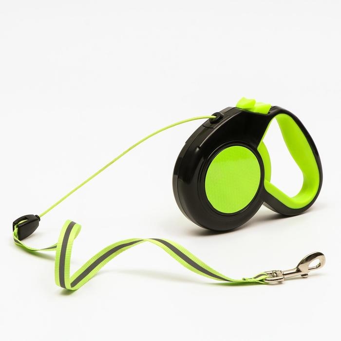 Рулетка Рулетка "Пижон" светоотражающая, 8 м, до 50 кг, трос, прорезиненная ручка, зелёная