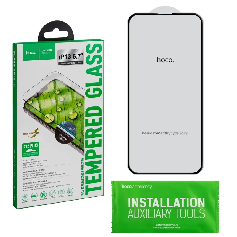 Защитное стекло iPh 13 Pro Max/14 Plus (6.7) Nano 3D Protection A12 Plus HOCO черное Защитное стекло iPh 13 Pro Max/14 Plus (6.7) Nano 3D Protection A12 Plus HOCO черное