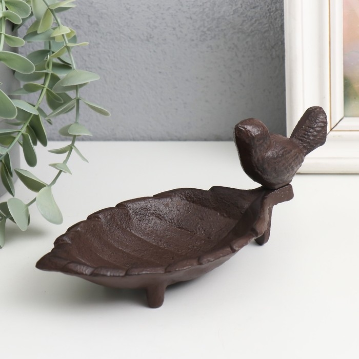 Сувенир чугун подставка Сувенир чугун подставка "Птица на листе" 18х9х8 см