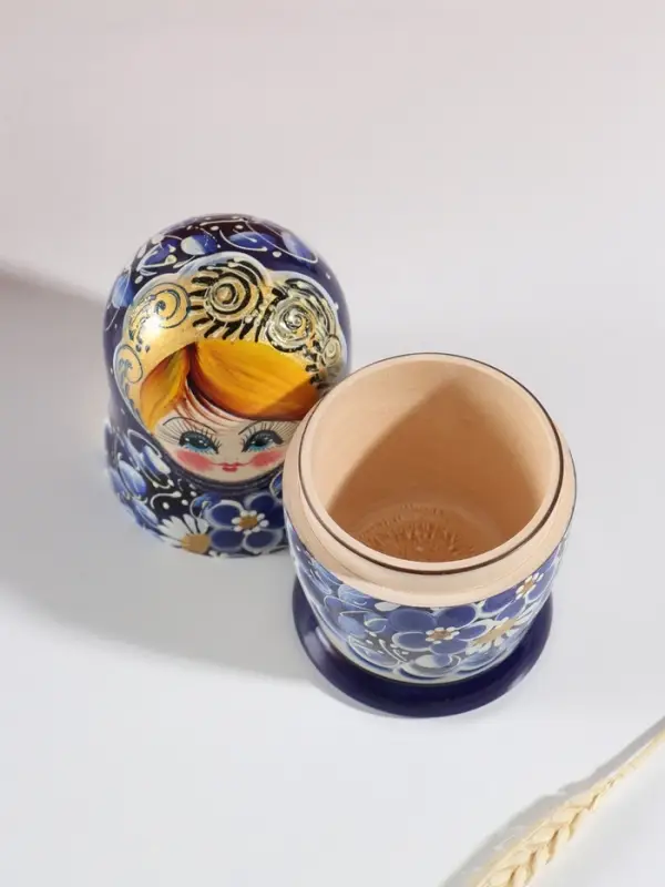 Матрёшка дерево &laquo;Марина&raquo;, гжель, 5-кукольная, 19 см