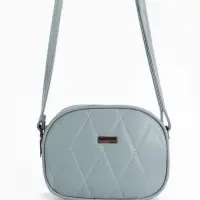 Сумка женская кросс-боди на молнии, 19&times;7&times;15 см, со стёжкой, серо-синяя