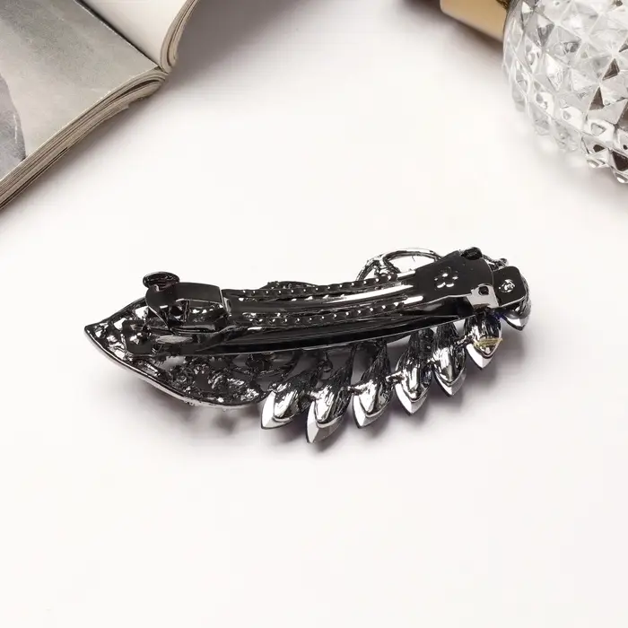 Заколка - автомат для волос QF &laquo;Синий туман&raquo;, драгоценный листок, 9 см