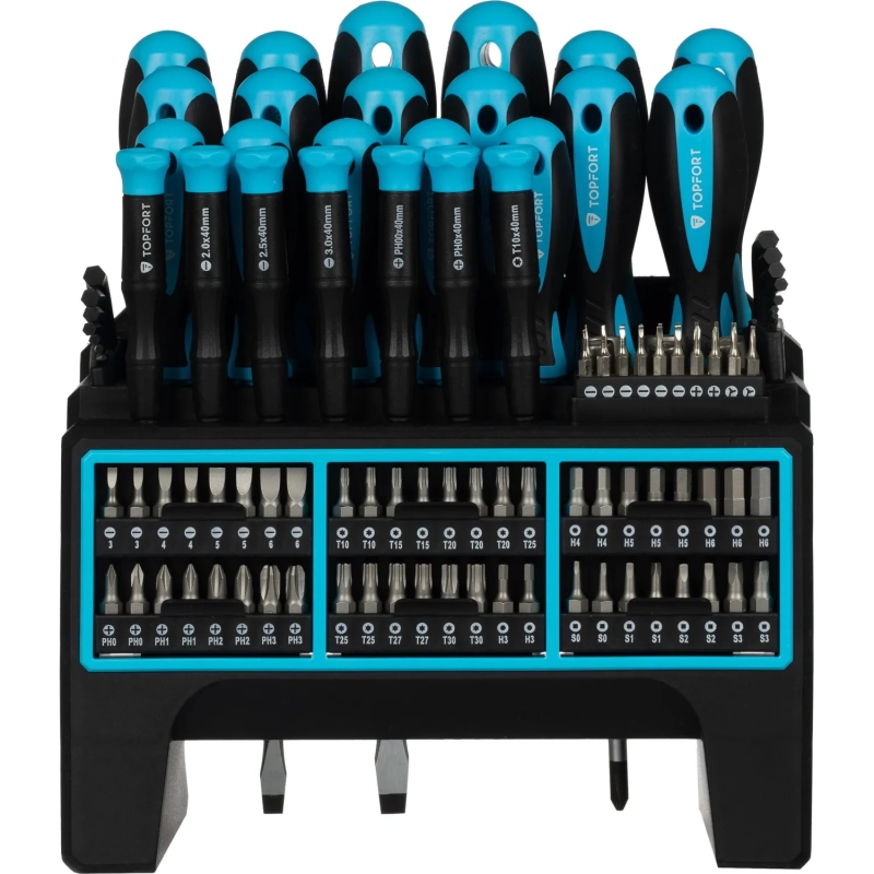 Набор отверток Topfort с битами, головками, шестигр. 114 предм (5311114)