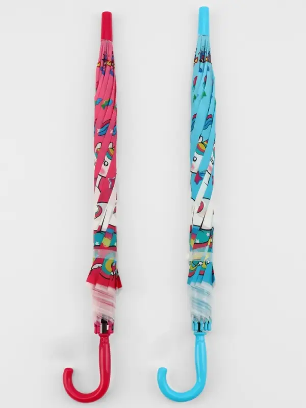 Зонт - трость детский &laquo;Радужный единорог&raquo;, полуавтоматический, 8 спиц, R=39/47 см, d=78 см, МИКС