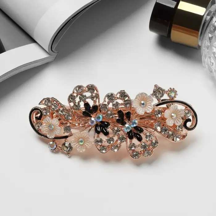 Заколка - автомат для волос QF &laquo;Моника&raquo;, ромашки завитки, 9 см