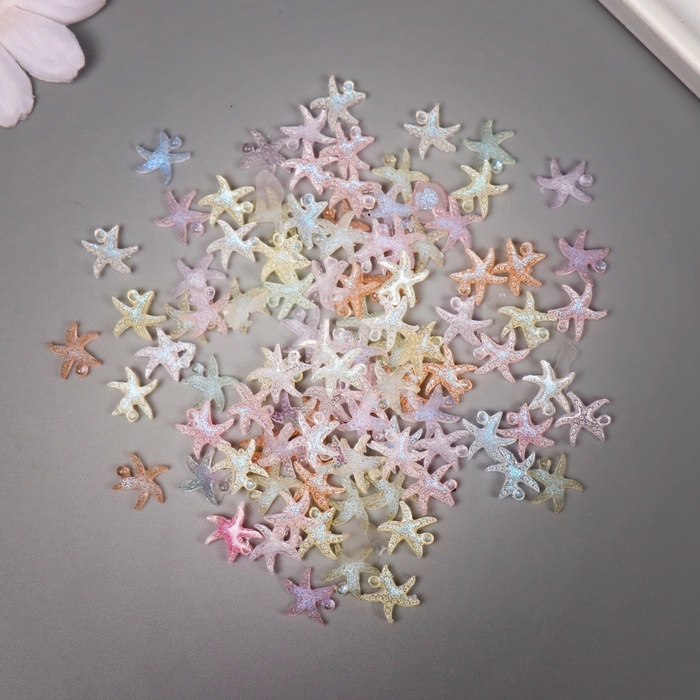 Декор для творчества акрил Декор для творчества акрил "Морская звезда" светится в темноте набор 100 шт 1,1х1,1 см