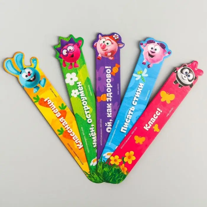 Закладки для книг, фигурные из картона, 5 шт. «Друзья», Смешарики Закладки для книг, фигурные из картона, 5 шт. «Друзья», Смешарики