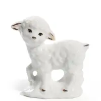 Фигурка декоративная &laquo;Белый ягнёнок на полянке&raquo;, керамика, 6.5&times;2.5&times;7 см