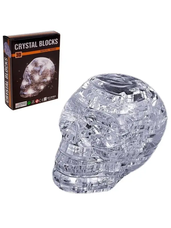3D пазл кристаллический &laquo;Череп&raquo;, 49 деталей, световые эффекты, работает от батареек