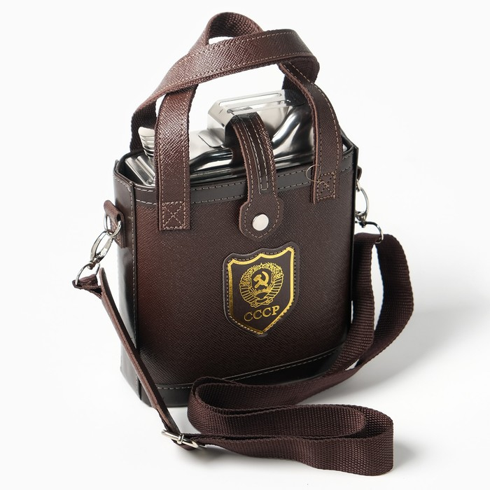 Фляжка для алкоголя и воды, 1.6 л,  Фляжка для алкоголя и воды, 1.6 л, "СССР", нержавеющая сталь, чехол, подарочная, армейская