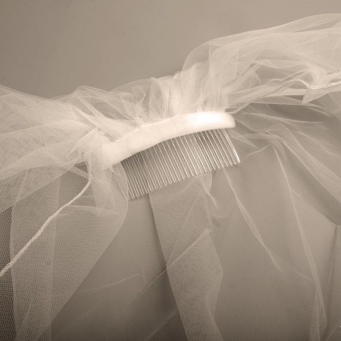 Вуаль ( фата ) Вуаль ( фата ) "Цветочная", молочно-белая, 40 см, полиэстер