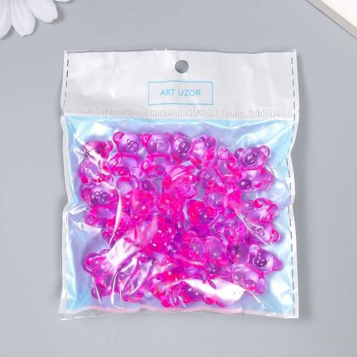 Декор для творчества пластик Декор для творчества пластик "Медвежонок" ярко-розовый набор 25 шт 1,8х1,5х1 см