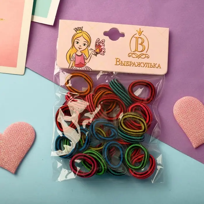 Резинка для волос «Выбражулька» (набор 30+-1 шт) d-1,4 см ассорти полосочки