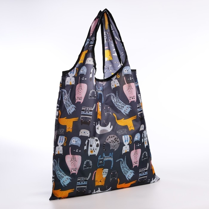 Сумка хозяйственная без застёжки, цвет чёрный/разноцветный Сумка хозяйственная без застёжки, цвет чёрный/разноцветный