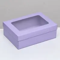 Коробка подарочная складная, упаковка, крышка-дно, с окном, сиреневая, 24&times;17&times;8 см