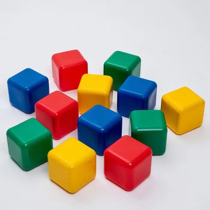 Кубики детские, пластиковые, цветные, 12 штук, 12&times;12 см