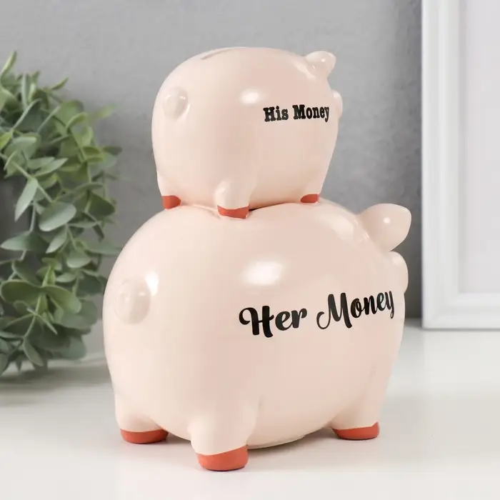 Копилка для денег &laquo;Две свинки - пирамида&raquo;, керамика, 19.5&times;12&times;18.8 см