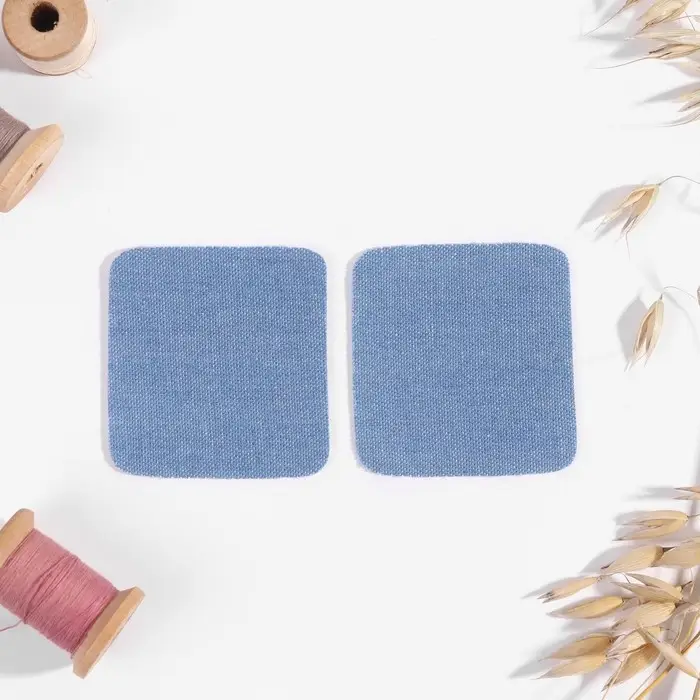 Заплатки для одежды, 5.5&times;5.5 см, клеевые, пара, голубые