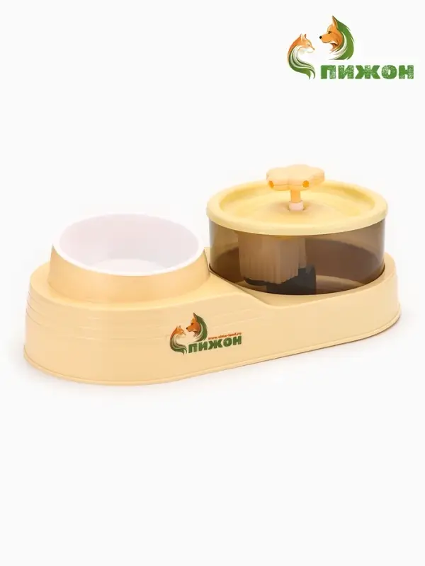 Фонтан для животных с миской, 34×17.5×11.5 см, бежевый Фонтан для животных с миской, 34×17.5×11.5 см, бежевый