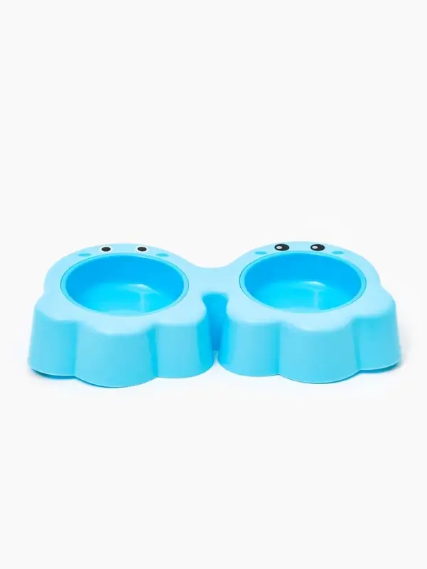 Миска двойная &laquo;Приведение&raquo;, 2&times;160 мл, пластик, голубая