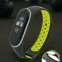 Ремешок для фитнес-браслета Mi Band 5/6/7 Luazon, с перфорацией, чёрный, зелёный