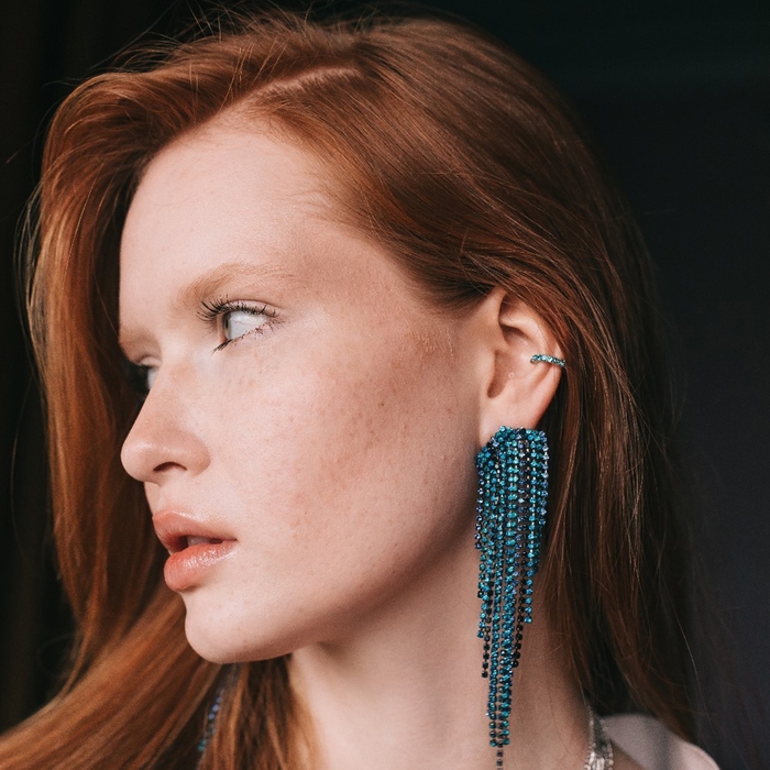 Серьги «Каффы» манжеты, набор 5 шт., цветные в серебре