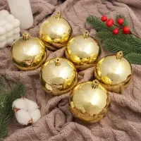 Ёлочные игрушки &laquo;Винтажный глянец&raquo;, шары новогодние, d=8 см, набор 6 шт., золотистый
