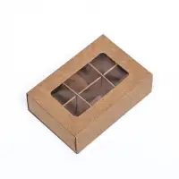 Коробка для 6 конфет, 8.7&times;5.8&times;2.5 см, Тонкие разделители, крафт