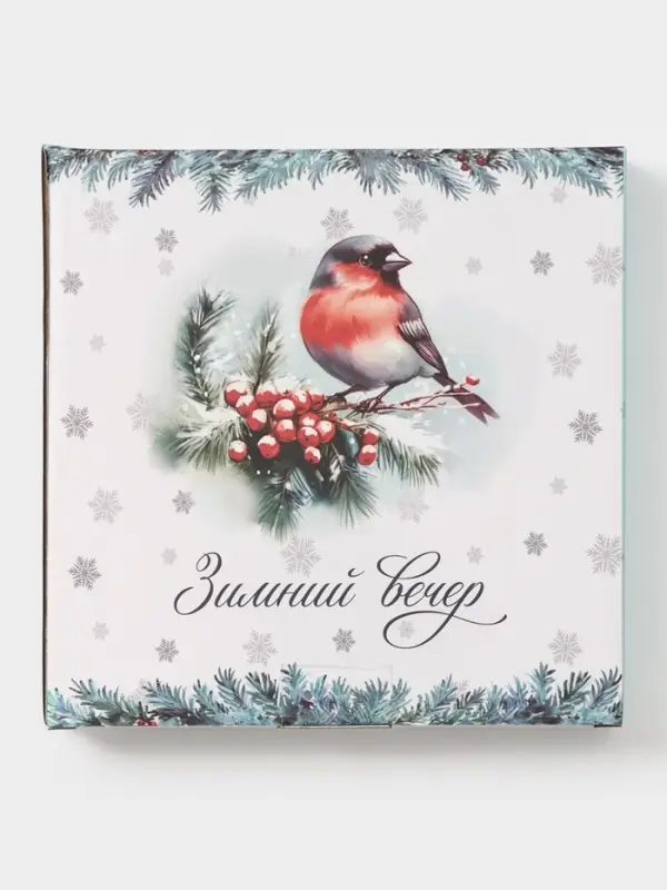 Тарелка новогодняя Доляна «Зимний вечер», d=20.5 см, фарфор, белая Тарелка новогодняя Доляна «Зимний вечер», d=20.5 см, фарфор, белая