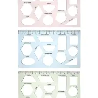 Набор 3 штуки трафаретов геометрические фигуры, линейка 17см