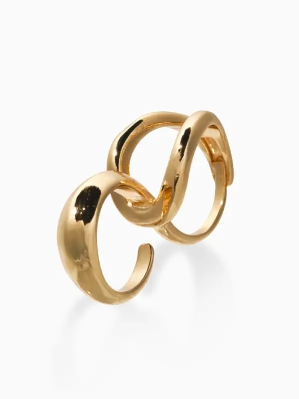 Кольцо металл на два пальца "Узел", цвет золото, безразмерное