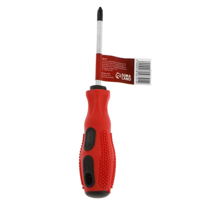 Отвертка крестовая ЛОМ, магнит, двухкомпонентная рукоятка, PH2 х 75 мм Отвертка крестовая ЛОМ, магнит, двухкомпонентная рукоятка, PH2 х 75 мм