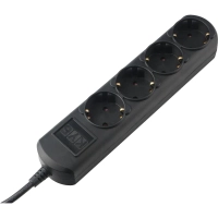 Удлинитель Power Cube 1,5м, 4р, без выкл., 10А черн. (PC-1B-1,5M)