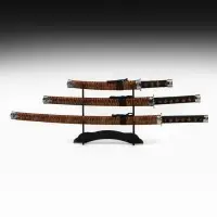 Макет оружия &laquo;Сувенирные катаны на подставке 3в1. Тайго&raquo;, подарочный набор, 47 см; 79 см; 105 см, ножны под тигра