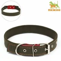 Ошейник брезентовый двухслойный, 72&times;3.5 см, ОШ 45-60 см, хаки