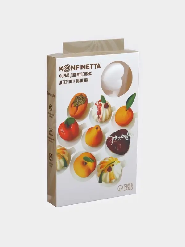 Форма для муссовых десертов и выпечки KONFINETTA &laquo;Сердца&raquo;, 30&times;17.5&times;3 см, 8 ячеек (6.2&times;6 см), силикон, белая