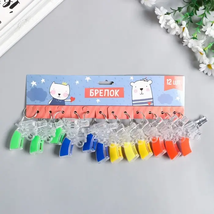 Фонарик брелок для ключей на кольце «Револьвер», мигает, 6.5×4.5×1.5 см, МИКС Фонарик брелок для ключей на кольце «Револьвер», мигает, 6.5×4.5×1.5 см, МИКС