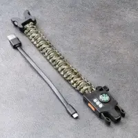 Браслет для выживания 4 в 1 (паракорд - 3 м, компас, свисток, фонарь), цвет камуфляж