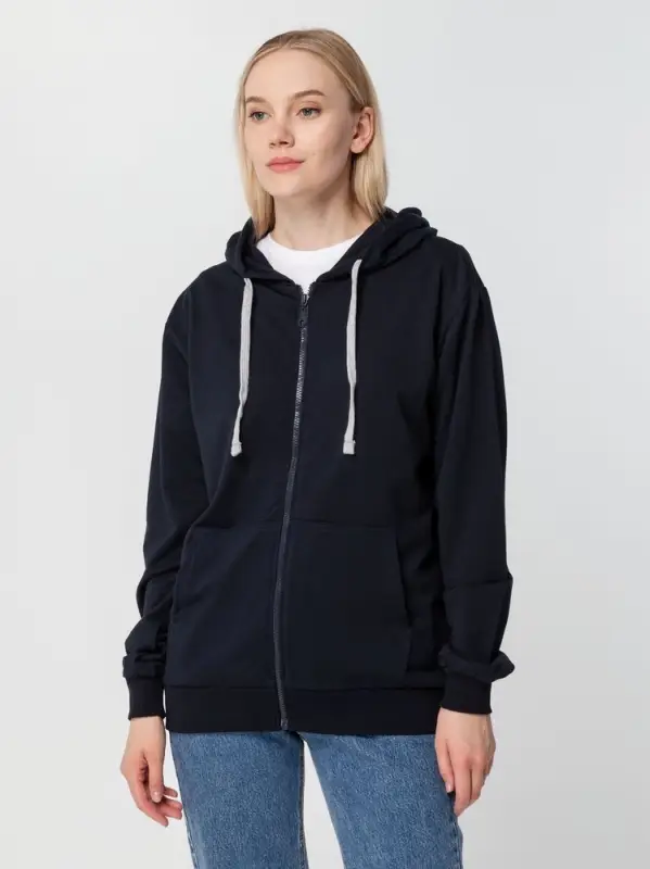 Толстовка на молнии с капюшоном Unit Siverga темно-синяя, размер XS Толстовка на молнии с капюшоном Unit Siverga темно-синяя, размер XS