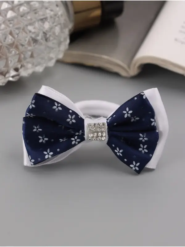 Резинка для волос «Школьница», бант микс, 6 см, бело-синий, МИКС