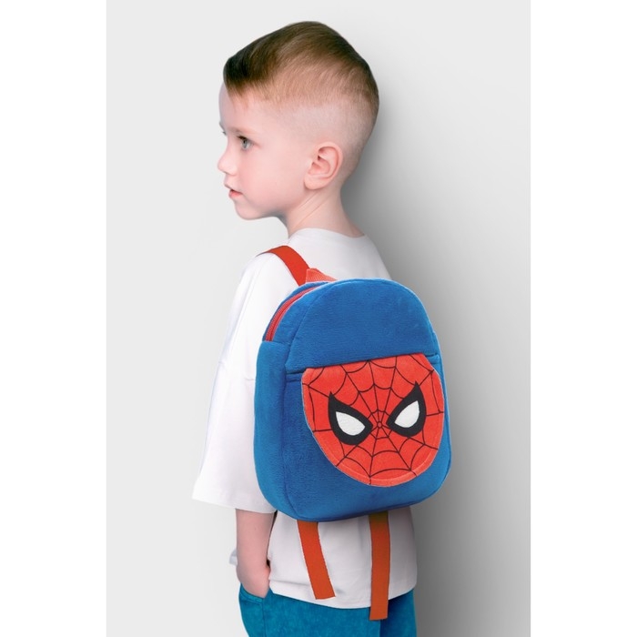 Рюкзак для мальчика плюшевый, на молнии, с карманом, 19 х 22 см "Спайдер-мен", Человек-паук